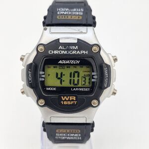 VTG Aquatech Men's Sports Digital Watch 44MM Black Gray Case Black Bands NewBatt